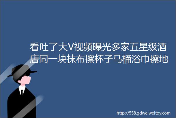 看吐了大V视频曝光多家五星级酒店同一块抹布擦杯子马桶浴巾擦地